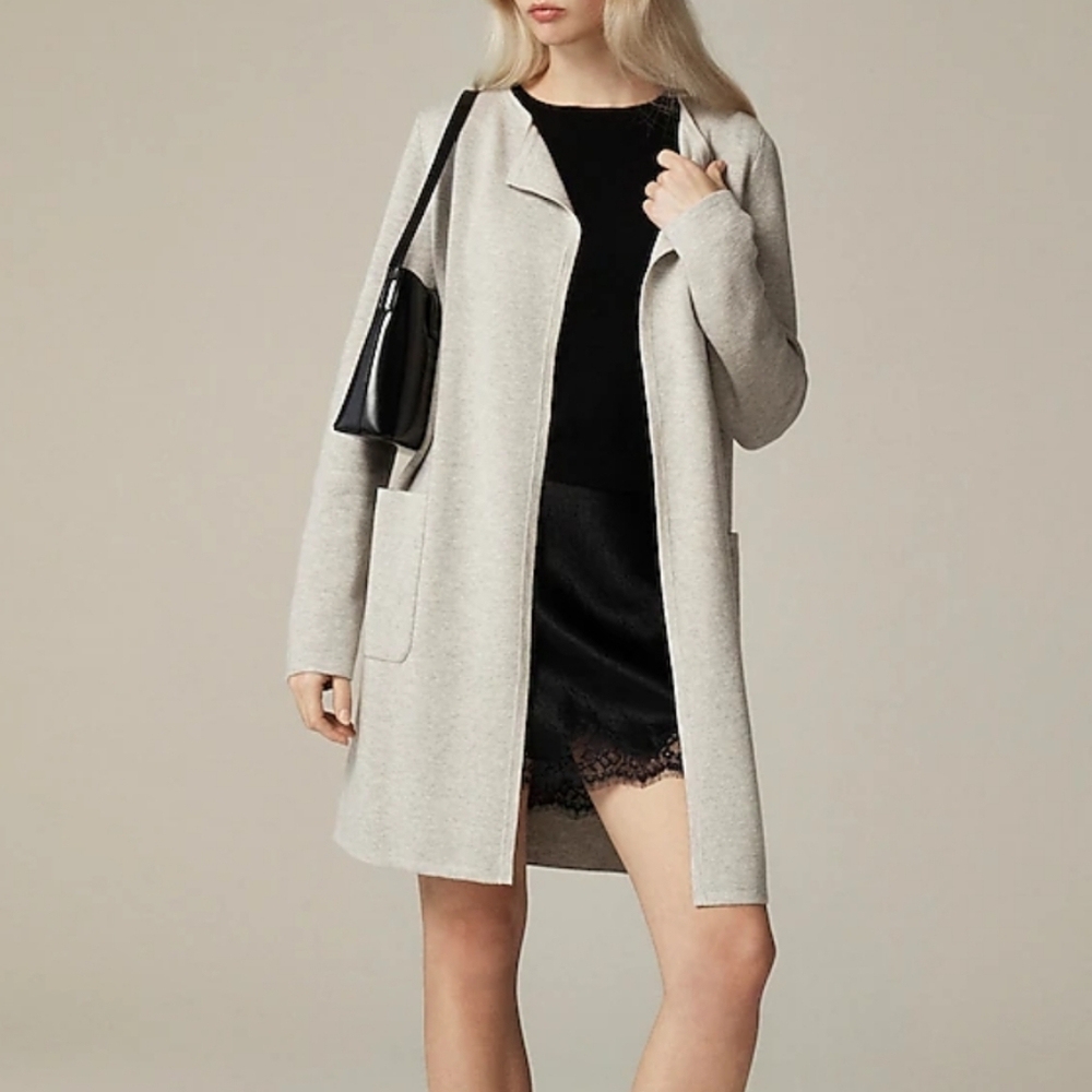 J. Crew Light Gray Open-Front Long Cardigan